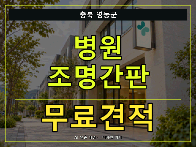 충북 영동군 병원 조명간판 무료견적 안내 썸네일 · AI 연출 배경