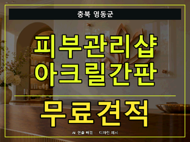충북 영동군 피부관리샵 아크릴간판 무료견적 안내 썸네일 · AI 연출 배경