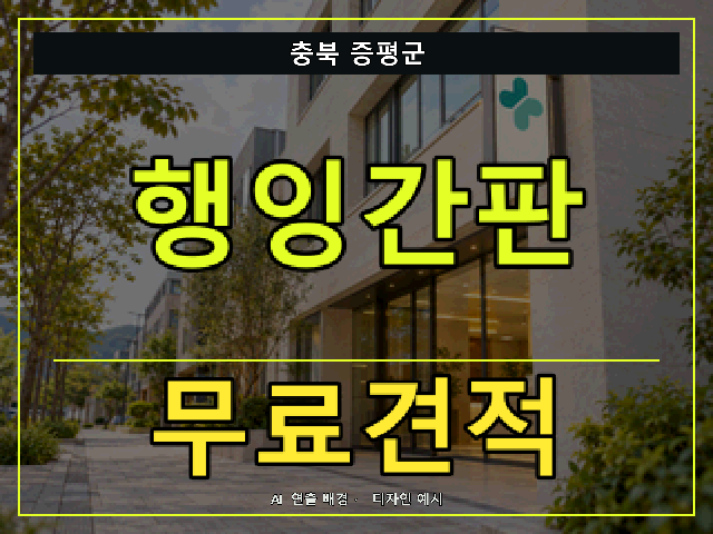 충북 증평군 행잉간판 무료견적 안내 썸네일 · AI 연출 배경