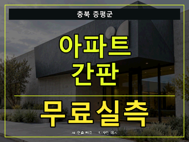 충북 증평군 아파트 간판 무료실측 안내 썸네일 · AI 연출 배경