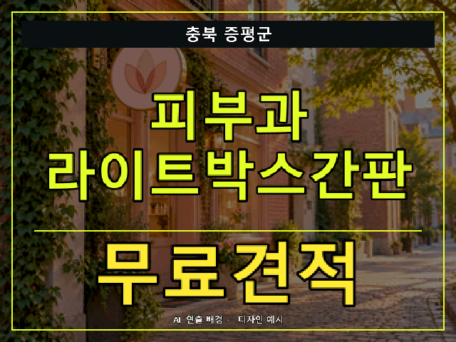 충북 증평군 피부과 라이트박스간판 무료견적 안내 썸네일 · AI 연출 배경