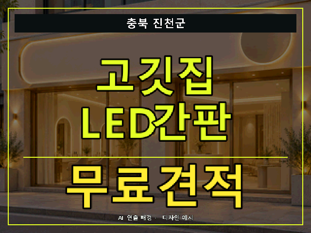 충북 진천군 고깃집 LED간판 무료견적 안내 썸네일 · AI 연출 배경