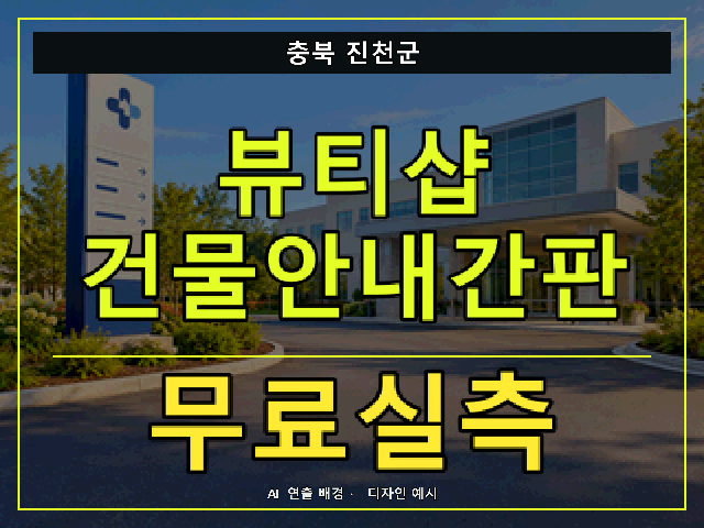 충북 진천군 뷰티샵 건물안내간판 무료실측 안내 썸네일 · AI 연출 배경