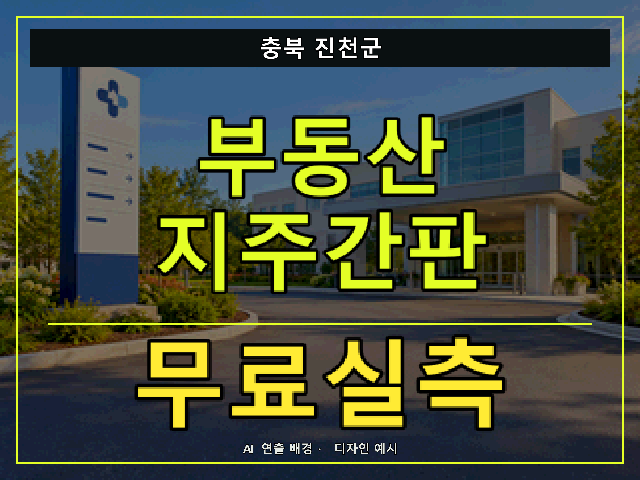 충북 진천군 부동산 지주간판 무료실측 안내 썸네일 · AI 연출 배경