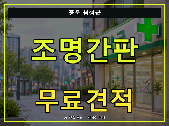 충북 음성군 조명간판 무료견적 안내 썸네일 · AI 연출 배경
