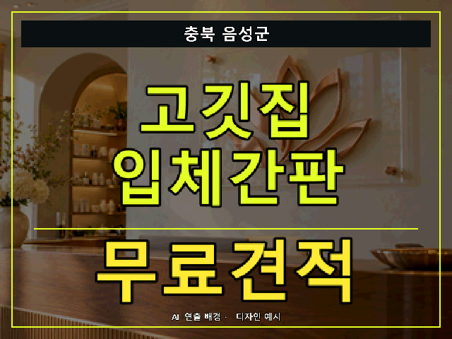 충북 음성군 고깃집 입체간판 무료견적 안내 썸네일 · AI 연출 배경
