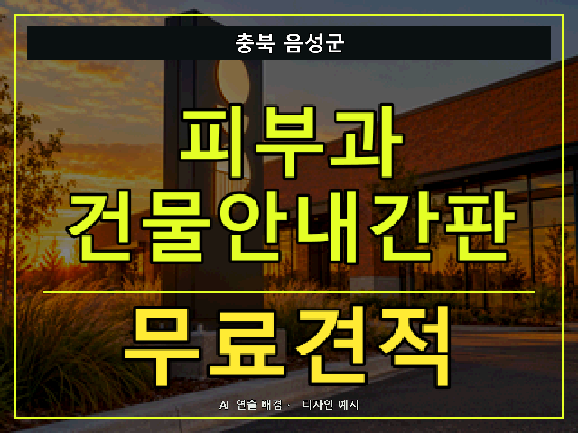 충북 음성군 피부과 건물안내간판 무료견적 안내 썸네일 · AI 연출 배경