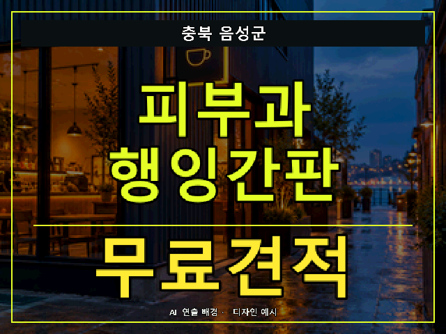충북 음성군 피부과 행잉간판 무료견적 안내 썸네일 · AI 연출 배경