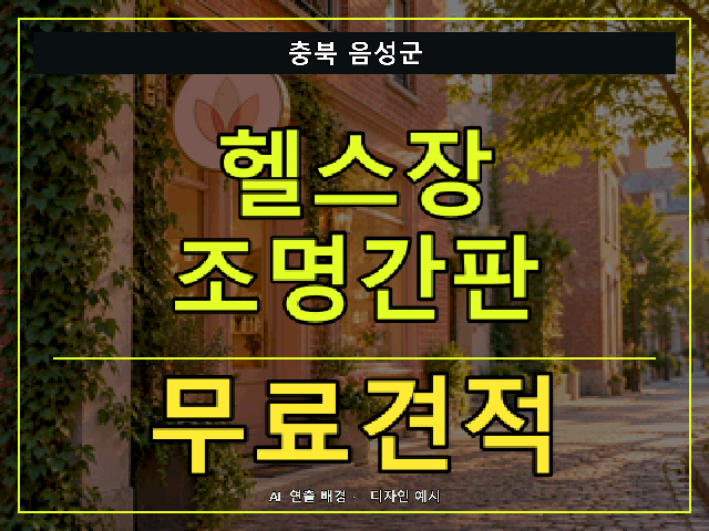 충북 음성군 헬스장 조명간판 무료견적 안내 썸네일 · AI 연출 배경