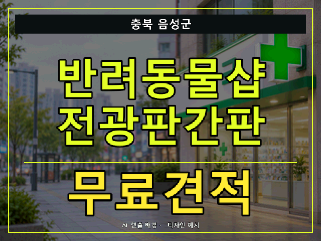 충북 음성군 반려동물샵 전광판간판 무료견적 안내 썸네일 · AI 연출 배경