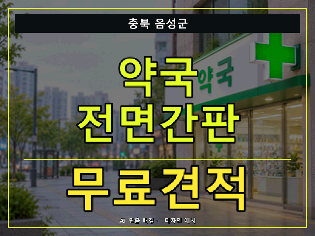 충북 음성군 약국 전면간판 무료견적 안내 썸네일 · AI 연출 배경