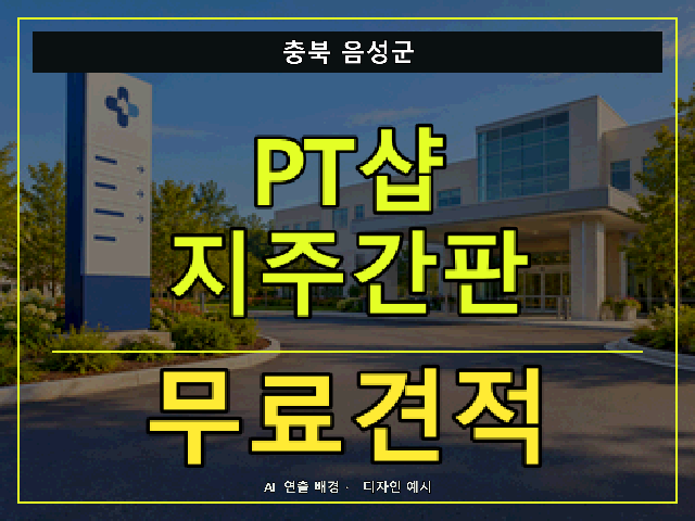 충북 음성군 PT샵 지주간판 무료견적 안내 썸네일 · AI 연출 배경