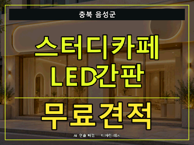 충북 음성군 스터디카페 LED간판 무료견적 안내 썸네일 · AI 연출 배경