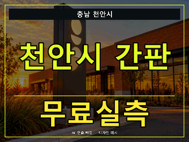 충남 천안시 간판 제작 무료실측 안내 썸네일 · AI 연출 배경