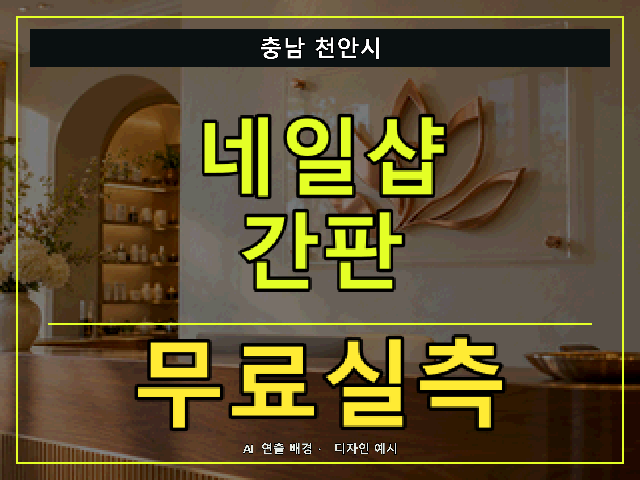 충남 천안시 네일샵 간판 무료실측 안내 썸네일 · AI 연출 배경