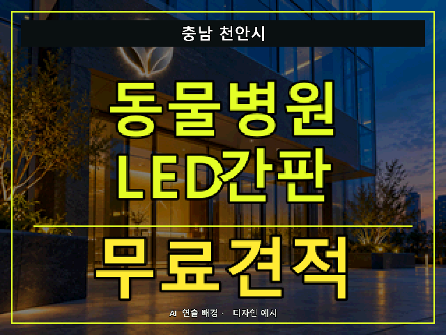 충남 천안시 동물병원 LED간판 무료견적 안내 썸네일 · AI 연출 배경