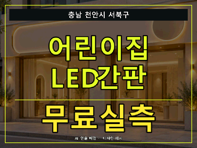 충남 천안시 서북구 어린이집 LED간판 무료실측 안내 썸네일 · AI 연출 배경