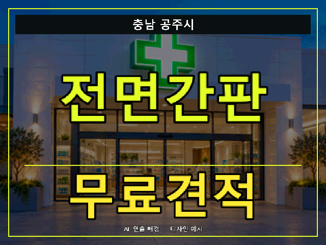 충남 공주시 전면간판 무료견적 안내 썸네일 · AI 연출 배경