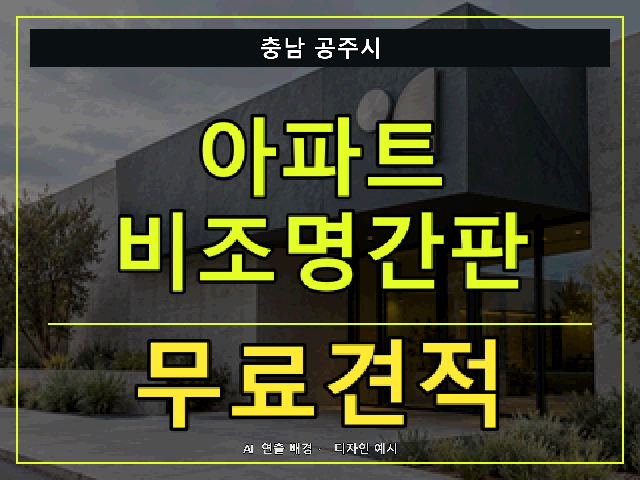 충남 공주시 아파트 비조명간판 무료견적 안내 썸네일 · AI 연출 배경