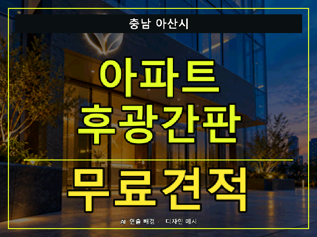 충남 아산시 아파트 후광간판 무료견적 안내 썸네일 · AI 연출 배경