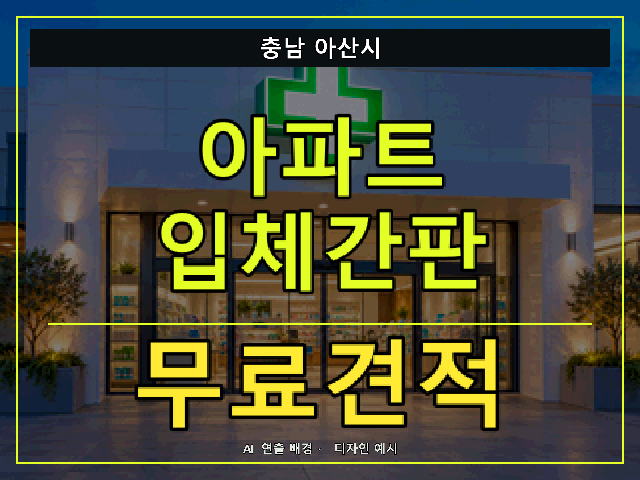 충남 아산시 아파트 입체간판 무료견적 안내 썸네일 · AI 연출 배경