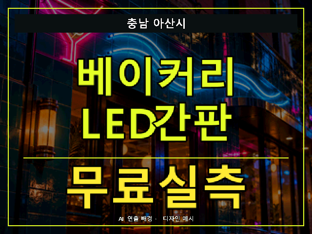 충남 아산시 베이커리 LED간판 무료실측 안내 썸네일 · AI 연출 배경