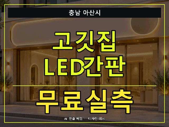 충남 아산시 고깃집 LED간판 무료실측 안내 썸네일 · AI 연출 배경