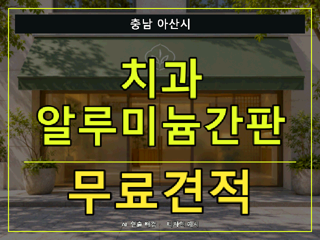 충남 아산시 치과 알루미늄간판 무료견적 안내 썸네일 · AI 연출 배경