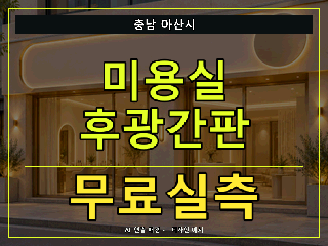 충남 아산시 미용실 후광간판 무료실측 안내 썸네일 · AI 연출 배경