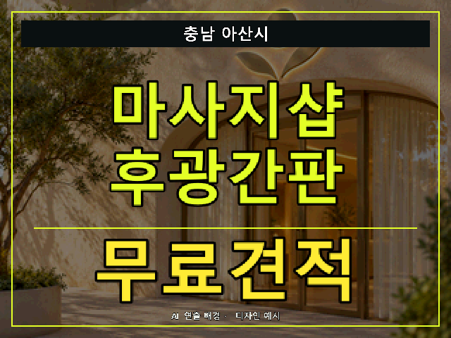 충남 아산시 마사지샵 후광간판 무료견적 안내 썸네일 · AI 연출 배경