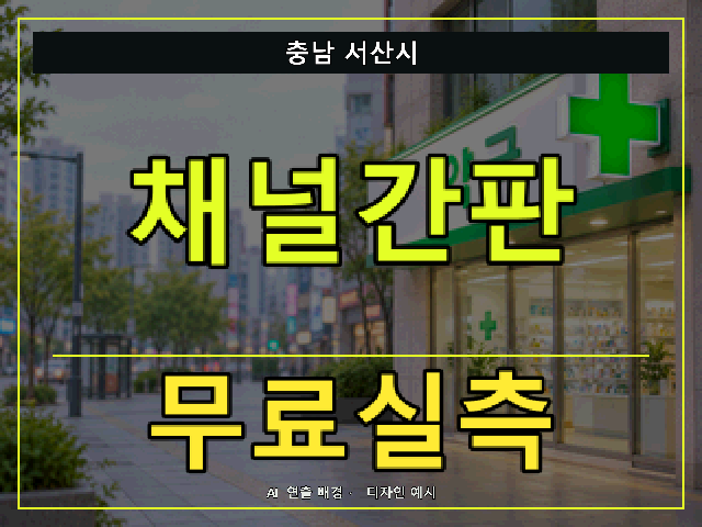 충남 서산시 채널간판 무료실측 안내 썸네일 · AI 연출 배경