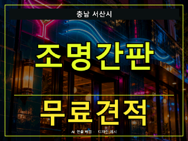 충남 서산시 조명간판 무료견적 안내 썸네일 · AI 연출 배경