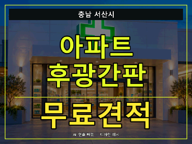 충남 서산시 아파트 후광간판 무료견적 안내 썸네일 · AI 연출 배경