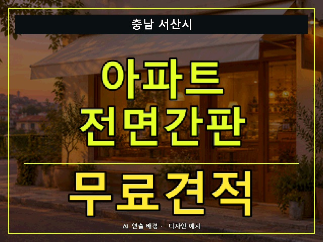 충남 서산시 아파트 전면간판 무료견적 안내 썸네일 · AI 연출 배경