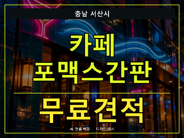 충남 서산시 카페 포맥스간판 무료견적 안내 썸네일 · AI 연출 배경