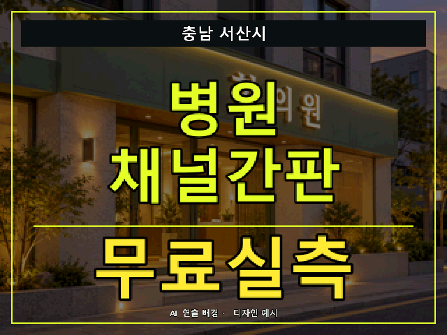 충남 서산시 병원 채널간판 무료실측 안내 썸네일 · AI 연출 배경