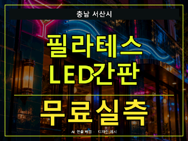 충남 서산시 필라테스 LED간판 무료실측 안내 썸네일 · AI 연출 배경
