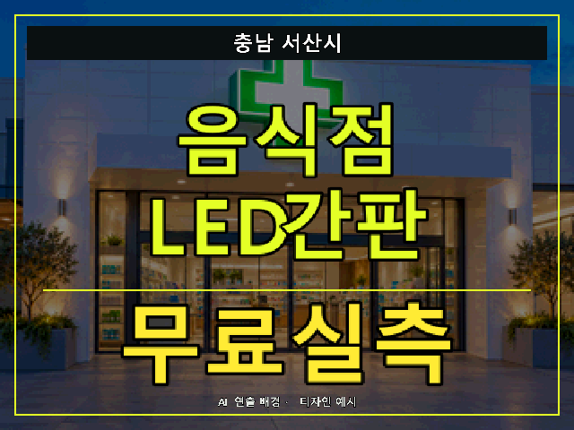 충남 서산시 음식점 LED간판 무료실측 안내 썸네일 · AI 연출 배경