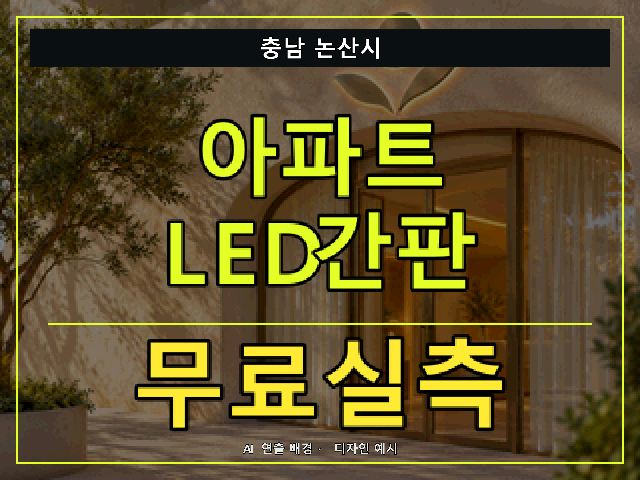충남 논산시 아파트 LED간판 무료실측 안내 썸네일 · AI 연출 배경