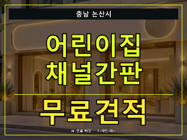 충남 논산시 어린이집 채널간판 무료견적 안내 썸네일 · AI 연출 배경