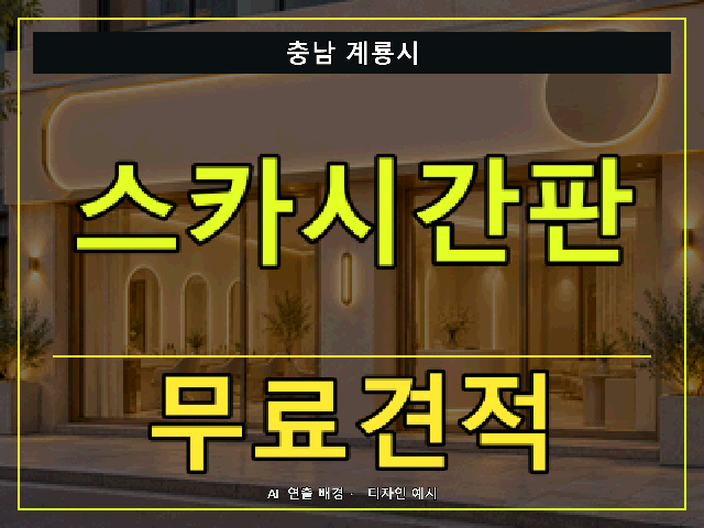 충남 계룡시 스카시간판 무료견적 안내 썸네일 · AI 연출 배경