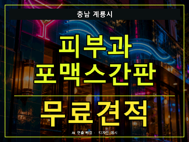 충남 계룡시 피부과 포맥스간판 무료견적 안내 썸네일 · AI 연출 배경