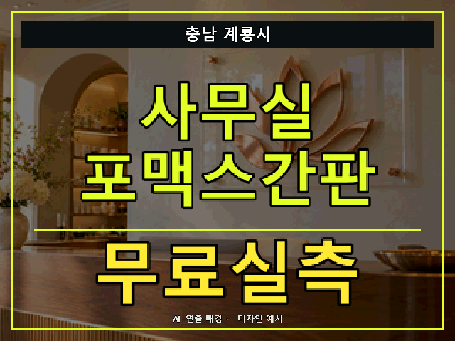 충남 계룡시 사무실 포맥스간판 무료실측 안내 썸네일 · AI 연출 배경