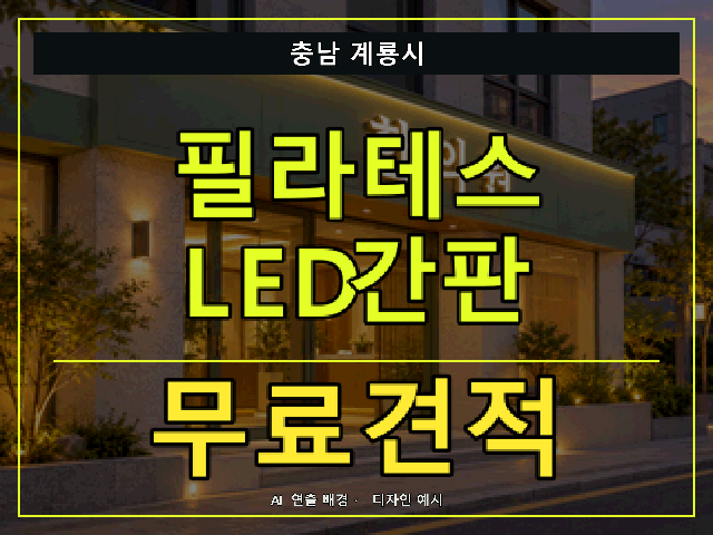 충남 계룡시 필라테스 LED간판 무료견적 안내 썸네일 · AI 연출 배경