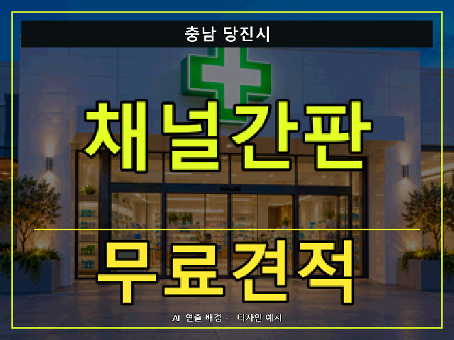 충남 당진시 채널간판 무료견적 안내 썸네일 · AI 연출 배경