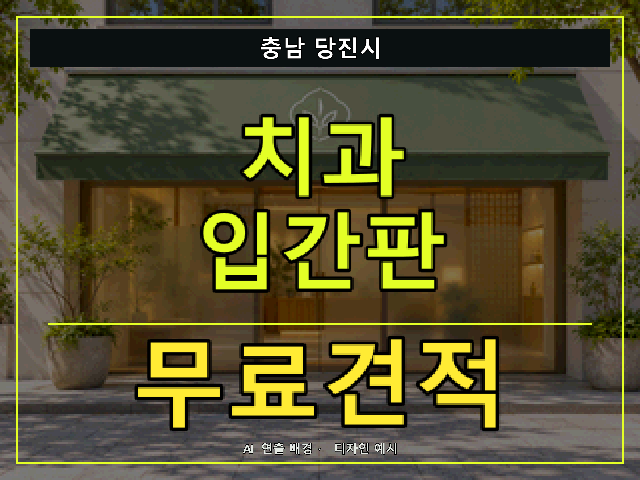 충남 당진시 치과 입간판 무료견적 안내 썸네일 · AI 연출 배경