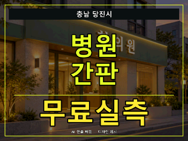 충남 당진시 병원 간판 무료실측 안내 썸네일 · AI 연출 배경