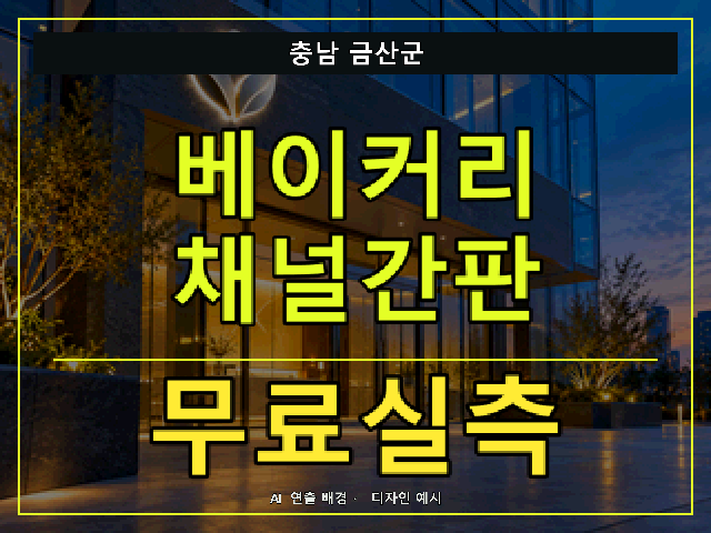 충남 금산군 베이커리 채널간판 무료실측 안내 썸네일 · AI 연출 배경