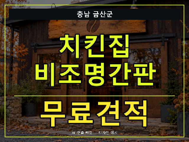 충남 금산군 치킨집 비조명간판 무료견적 안내 썸네일 · AI 연출 배경