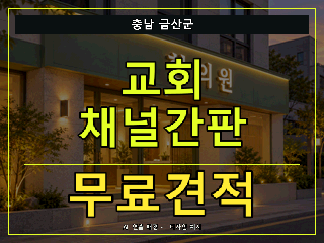충남 금산군 교회 채널간판 무료견적 안내 썸네일 · AI 연출 배경